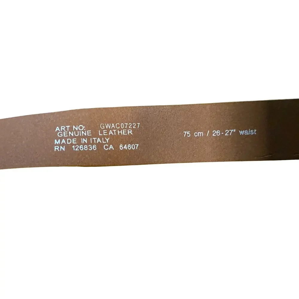 J.Lindeberg Monogram Leather Belt Mustard Brown 75CM NWT $110